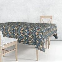 William Morris Strawberry Thief Acrylic Coated Tablecloth Strawberry Thief Navy