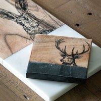 Set of 4 Marble Stag Coasters Black