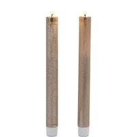 Set of 2 LED Taper Candles Gold