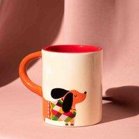 Raspberry Blossom Dog Mug with 3D Handle