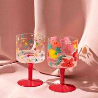 Raspberry Blossom Set of 2 Wine Glasses