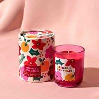 Raspberry Blossom Orange & Star Anise Pink Glass Candle