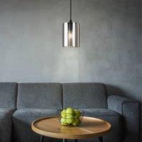 EGLO Cadaques Smoked Glass Pendant Light Black