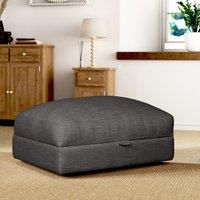 Hattie Slub Faux Linen Storage Footstool