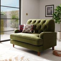 Beatrice Buttoned Velvet Snuggle Chair Velvet Olive