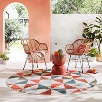 Elements Recycled Round Indoor Outdoor Printed Rug Green/Red/Grey