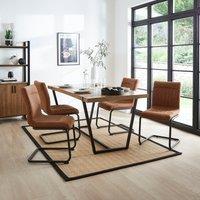 Felix Set of 2 Dining Chairs, Faux Leather Tan