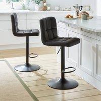 Jasmine Adjustable Height Swivel Bar Stool, Faux Leather Black