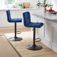 Jasmine Adjustable Height Swivel Bar Stool, Powder Coated Base Blue