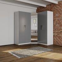 Sudbury 3 Piece Mirrored Corner Wardrobe Set Grey