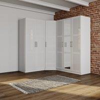 Sudbury Framed 3 Piece Large Mirrored Corner Wardrobe Set White