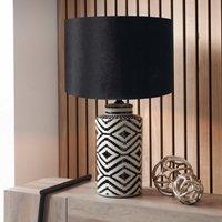 Chirala Tall Ikat Ceramic and Velvet Table Lamp