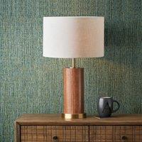 Laurence Tan Leather and Brass Cylindrical Table Lamp Tan