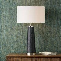 Laurence Croc Textured Leather Table Lamp Black