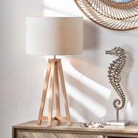 Whitby Wood Tapered 4 Post Linen Table Lamp