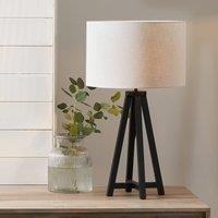 Whitby Wood Tapered 4 Post Linen Table Lamp