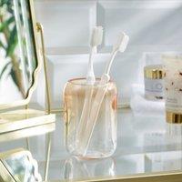 Ombre Apricot Glass Toothbrush Holder