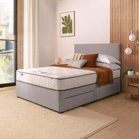 Fabric Divan Bed with Paris Headboard & 800 Pocket Sprung Mattress Light Grey