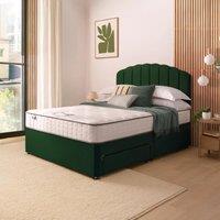 Velvet Divan Bed with Melvin Headboard & 800 Pocket Sprung Mattress Rainforest