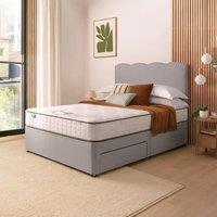 Fabric Divan Bed with Wave Headboard & 800 Pocket Sprung Mattress Light Grey
