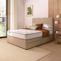 Fabric Divan Bed with Wave Headboard & 800 Pocket Sprung Mattress Sandstone