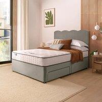 Silentnight Velvet Divan Bed with Wave Headboard & 800 Pocket Sprung Mattress Silver