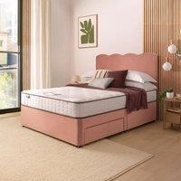 Velvet Divan Bed with Wave Headboard & 800 Pocket Sprung Mattress Dusky Pink