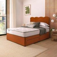 Velvet Divan Bed with Wave Headboard & 800 Pocket Sprung Mattress Amber