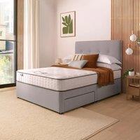 Silentnight Fabric Divan Bed with Francisco Headboard & 800 Pocket Sprung Mattress Light Grey