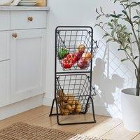 Black Wire 2 Tier Free standing Baskets