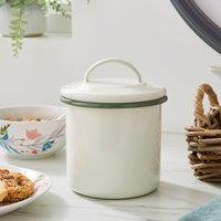 Cream and Sage Enamel Canister