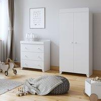 Little Acorns Classic 3 Drawer Chest and Wardrobe Nursery Set White