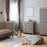 Little Acorns Classic Oak Effect 3 Piece Nursery Furniture Set Grey