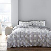 Bianca Atticus Geometric 200 Thread Count Cotton Grey Duvet Cover and Pillowcase Set