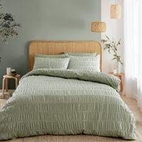 Catherine Lansfield Seersucker Reversible Duvet Cover & Pillowcase Set