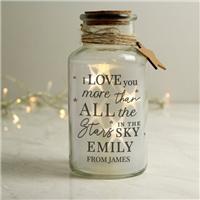 Personalised I Love You More... LED Glass Jar