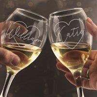 Personalised Heart Wine Glass Set