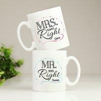 Personalised Set of 2 Mr & Mrs Mugs White