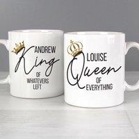 Personalised Set of 2 King and Queen of Everything Mugs White