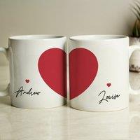 Personalised Set of 2 Two Hearts Mugs White