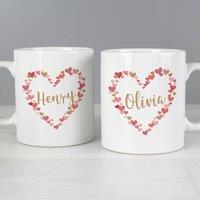 Personalised Set of 2 Confetti Hearts Wedding Mugs