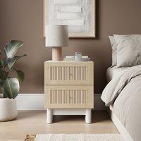 Maeva 2 Drawer Bedside Table, Light Oak Effect