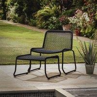 Lydden Lounge Chair with Footstool Black