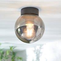 Sligo Smoked Industrial Outdoor Bathroom Flush Ceiling Light