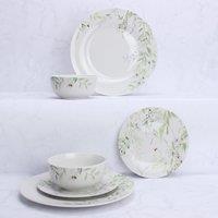 Willow Trail 12 Piece Sage Porcelain Dinner Set