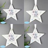 Personalised Moon and Stars Me To You Wooden Star Decoration