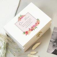 Personalised Floral Wishes White Wooden Memory Box