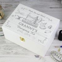 Personalised Sewing Kit White Wooden Memory Box