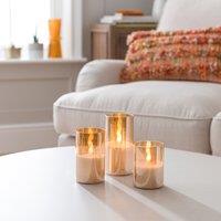 Set of 3 LED Glass Pillar Candles