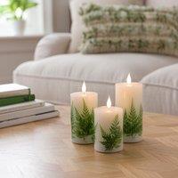 Set of 3 LED Fern Pillar Candles